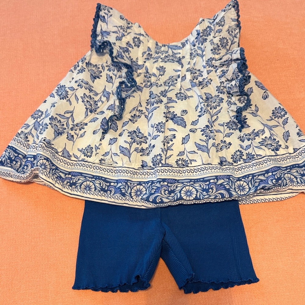 cupcakes & cashmere Blue and Cream Kids Matching Set